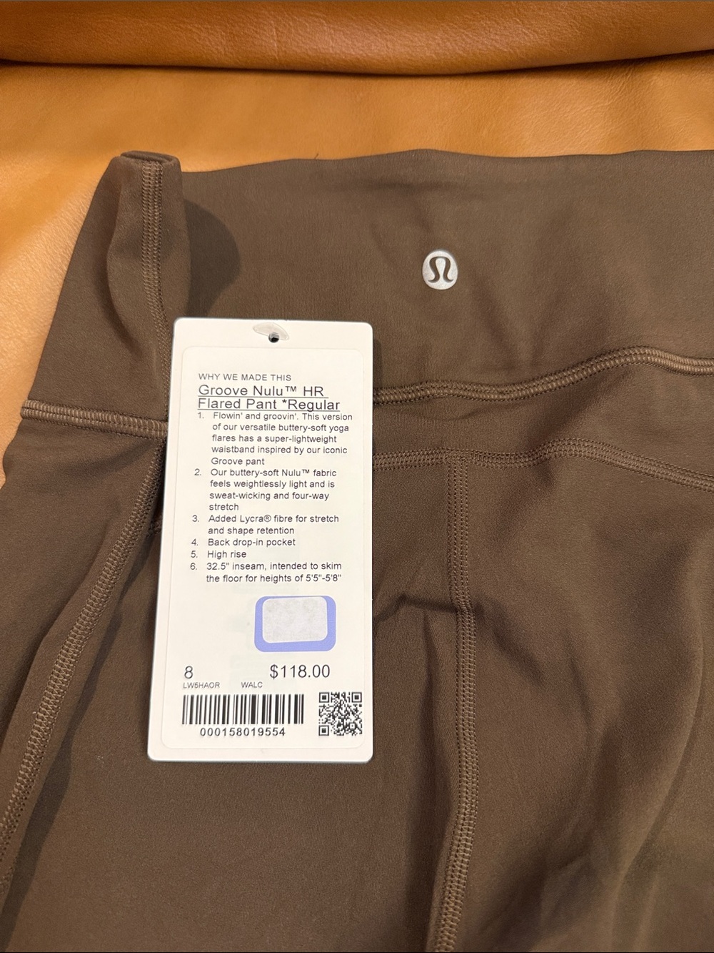 NWT Lululemon Groove Nulu High-Rise Flared Pant Sz 8 Regular Walnut Crunch Brown - Picture 4 of 4